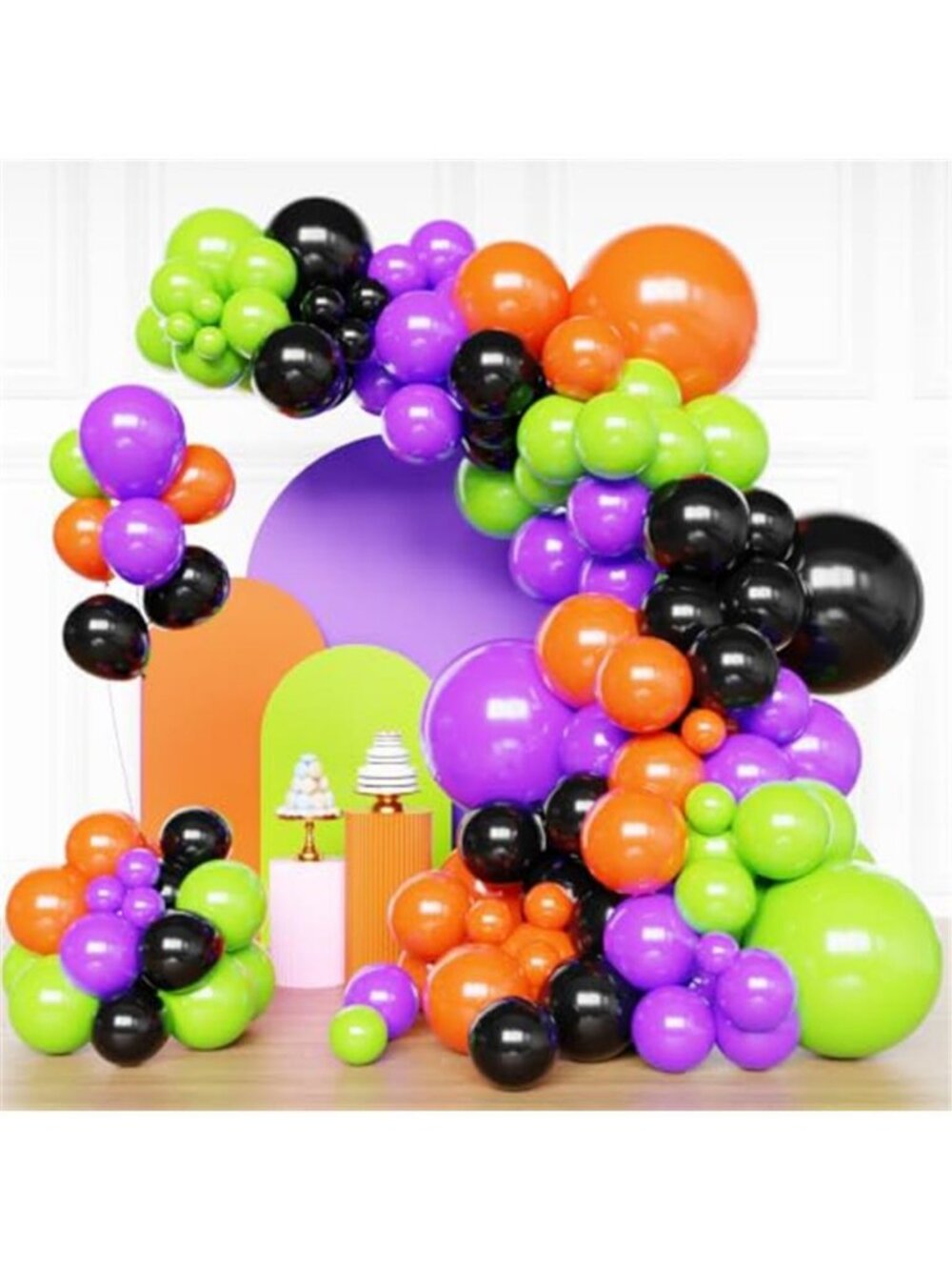 Halloween Balloons Arch Kit, Black Orange and Purple Green Balloons